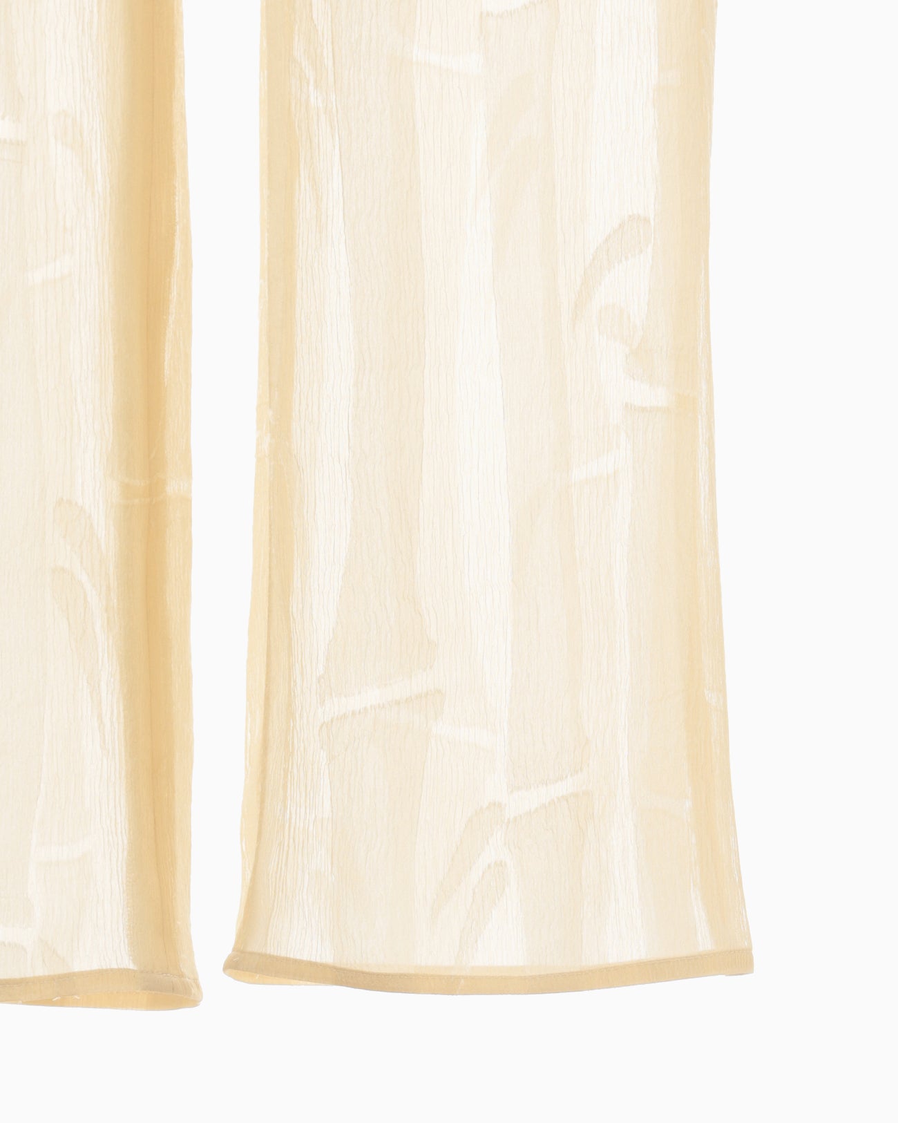 Bamboo Motif Willow Jacquard Sheer Trousers - beige