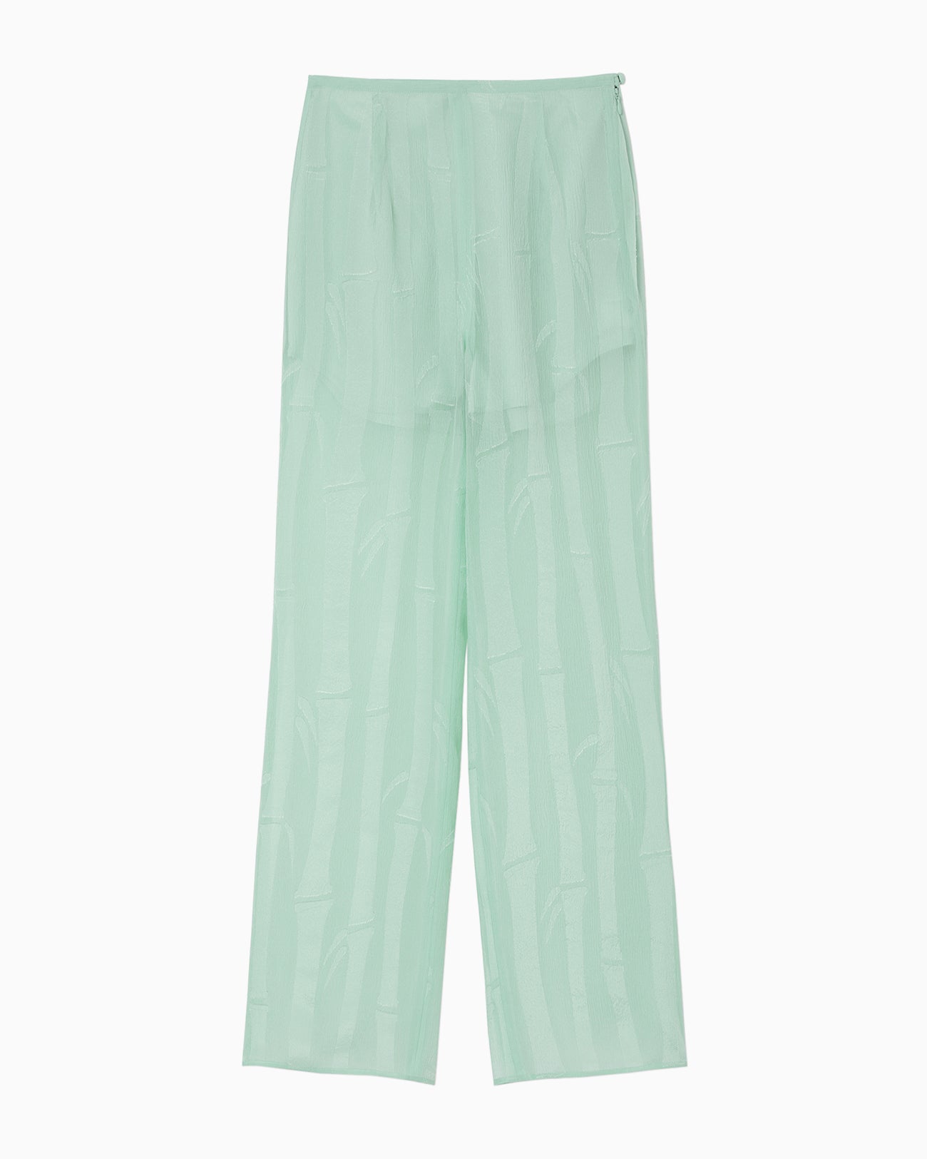 Bamboo Motif Willow Jacquard Sheer Trousers - mint green