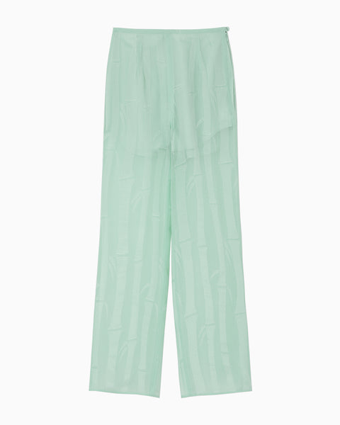 Bamboo Motif Willow Jacquard Sheer Trousers - mint green