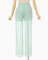 Bamboo Motif Willow Jacquard Sheer Trousers - mint green