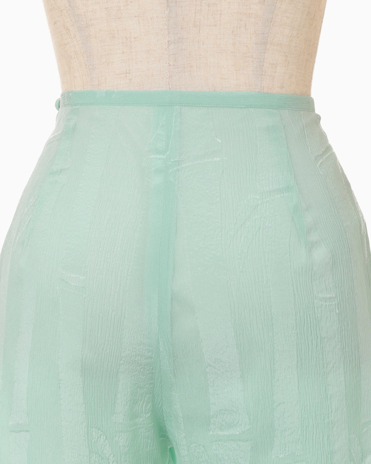 Bamboo Motif Willow Jacquard Sheer Trousers - mint green