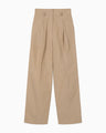Naturally Coloured Cotton Dobby Wide Trousers - beige