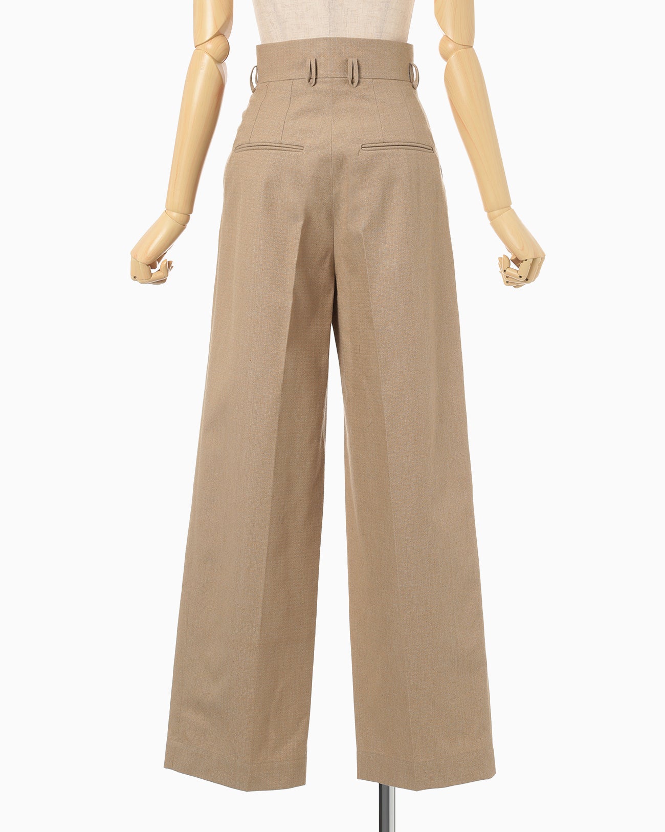 Naturally Coloured Cotton Dobby Wide Trousers - beige