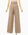 Naturally Coloured Cotton Dobby Wide Trousers - beige