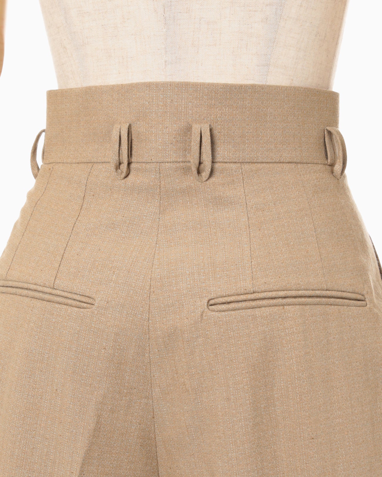 Naturally Coloured Cotton Dobby Wide Trousers - beige