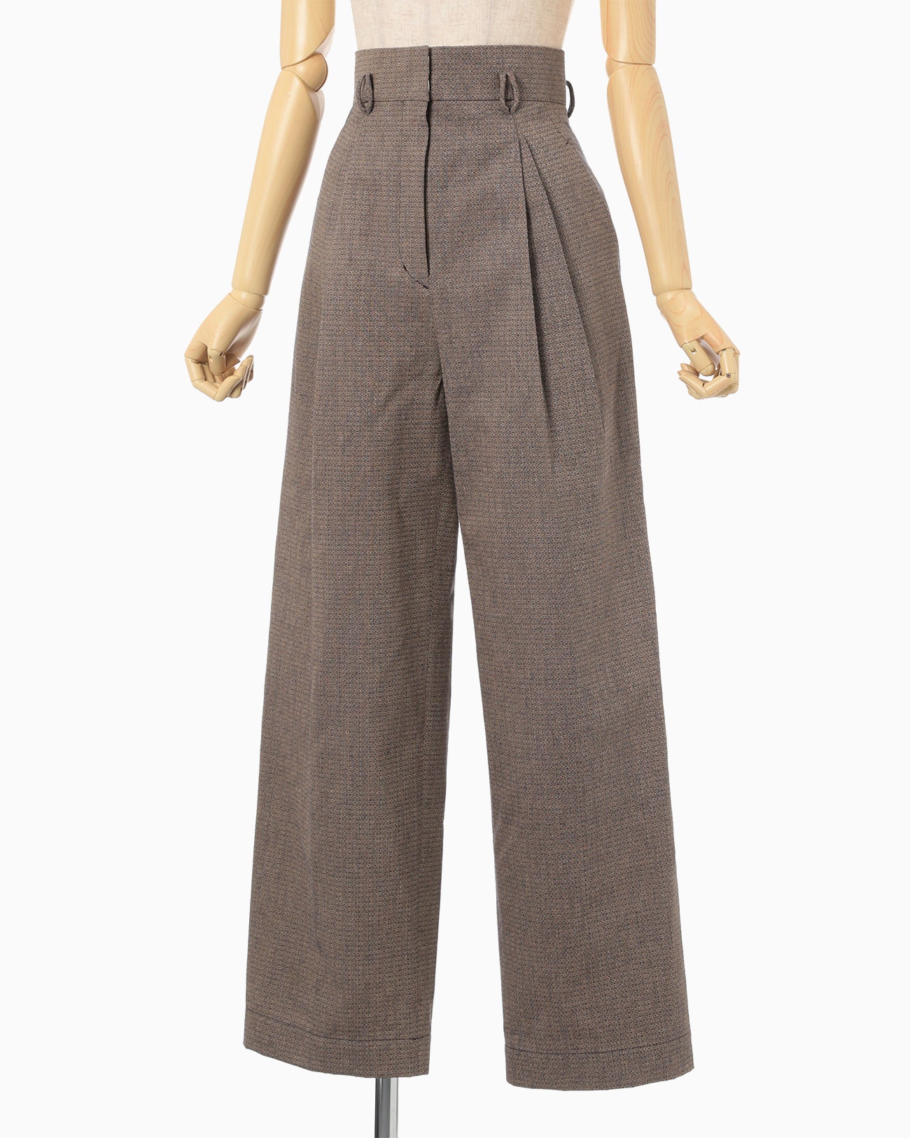 Naturally Coloured Cotton Dobby Wide Trousers - navy