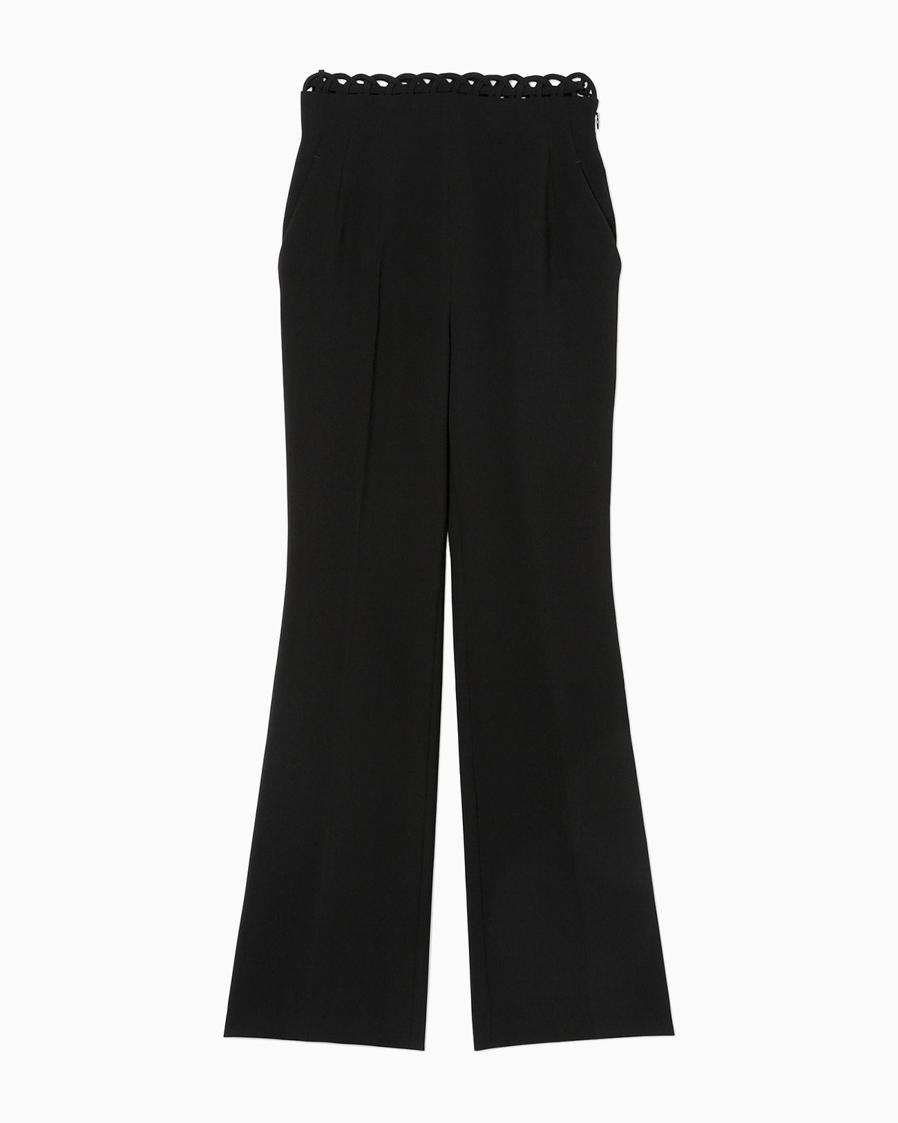 Stretched Triacetate Basket Pattern Trousers - black