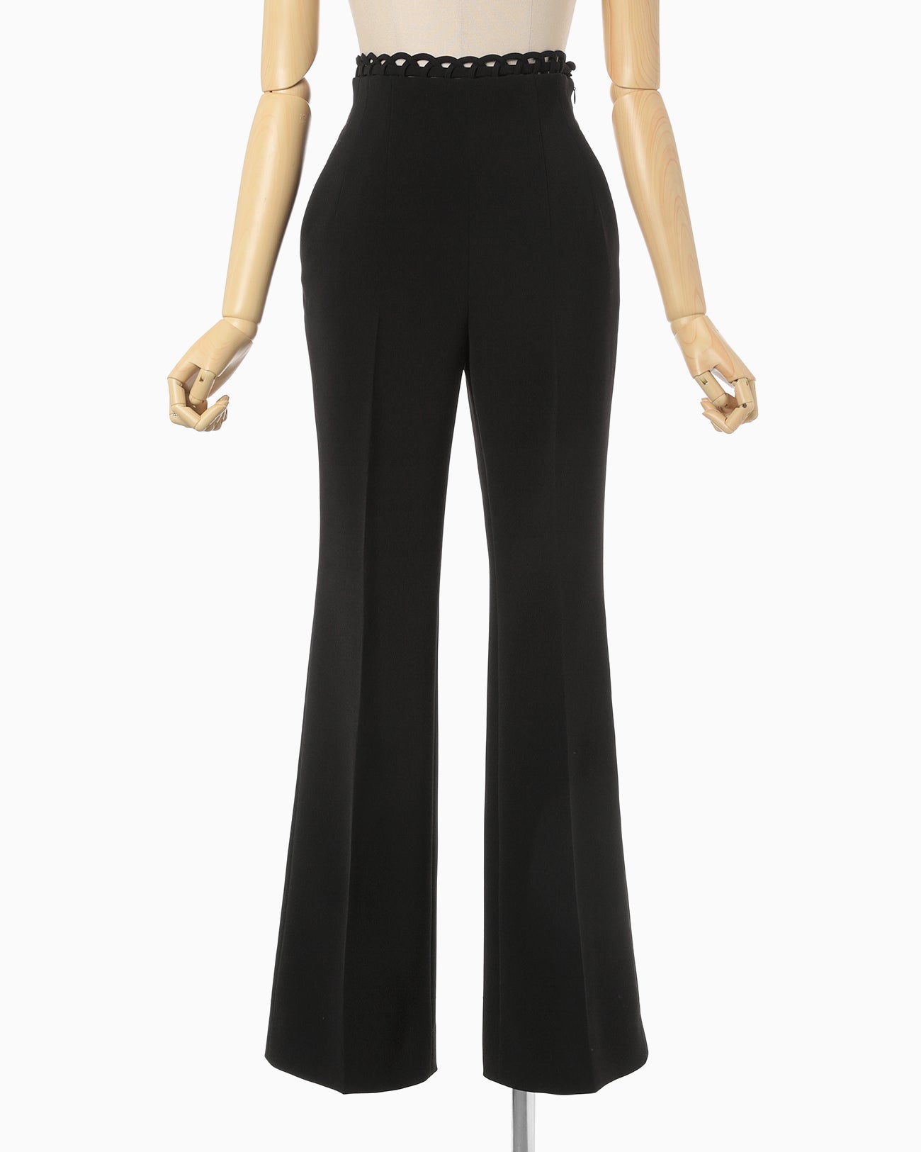 Stretched Triacetate Basket Pattern Trousers - black