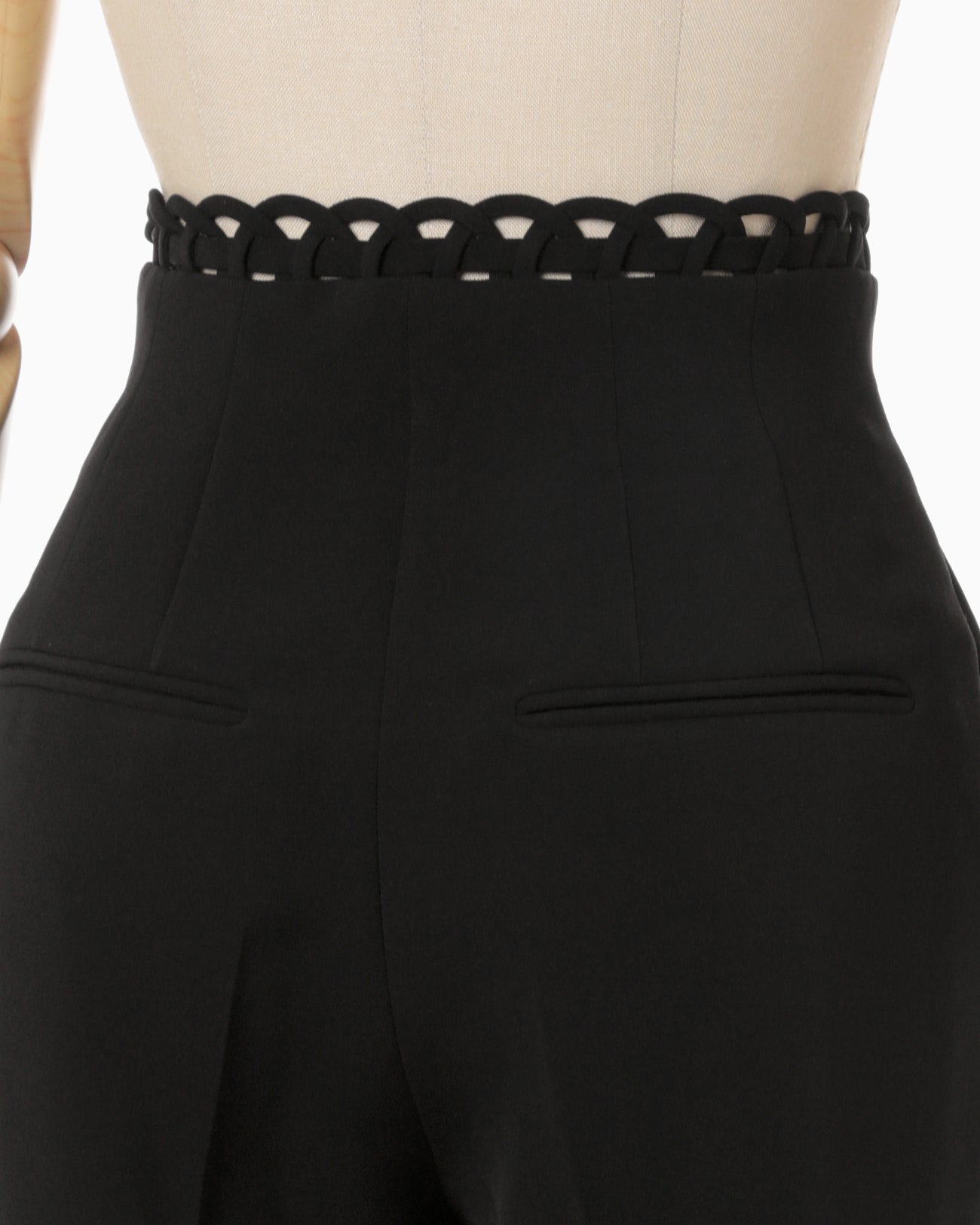 Stretched Triacetate Basket Pattern Trousers - black