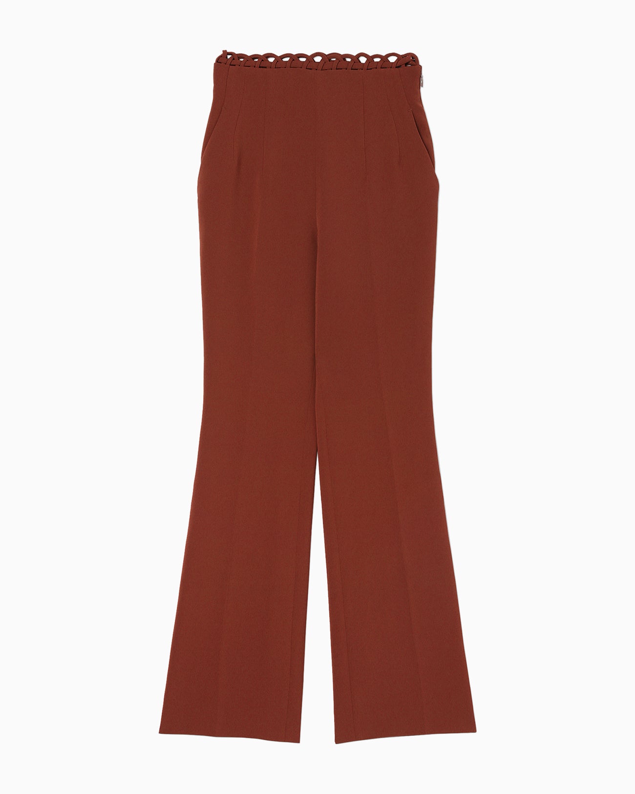 Stretched Triacetate Basket Pattern Trousers - brown