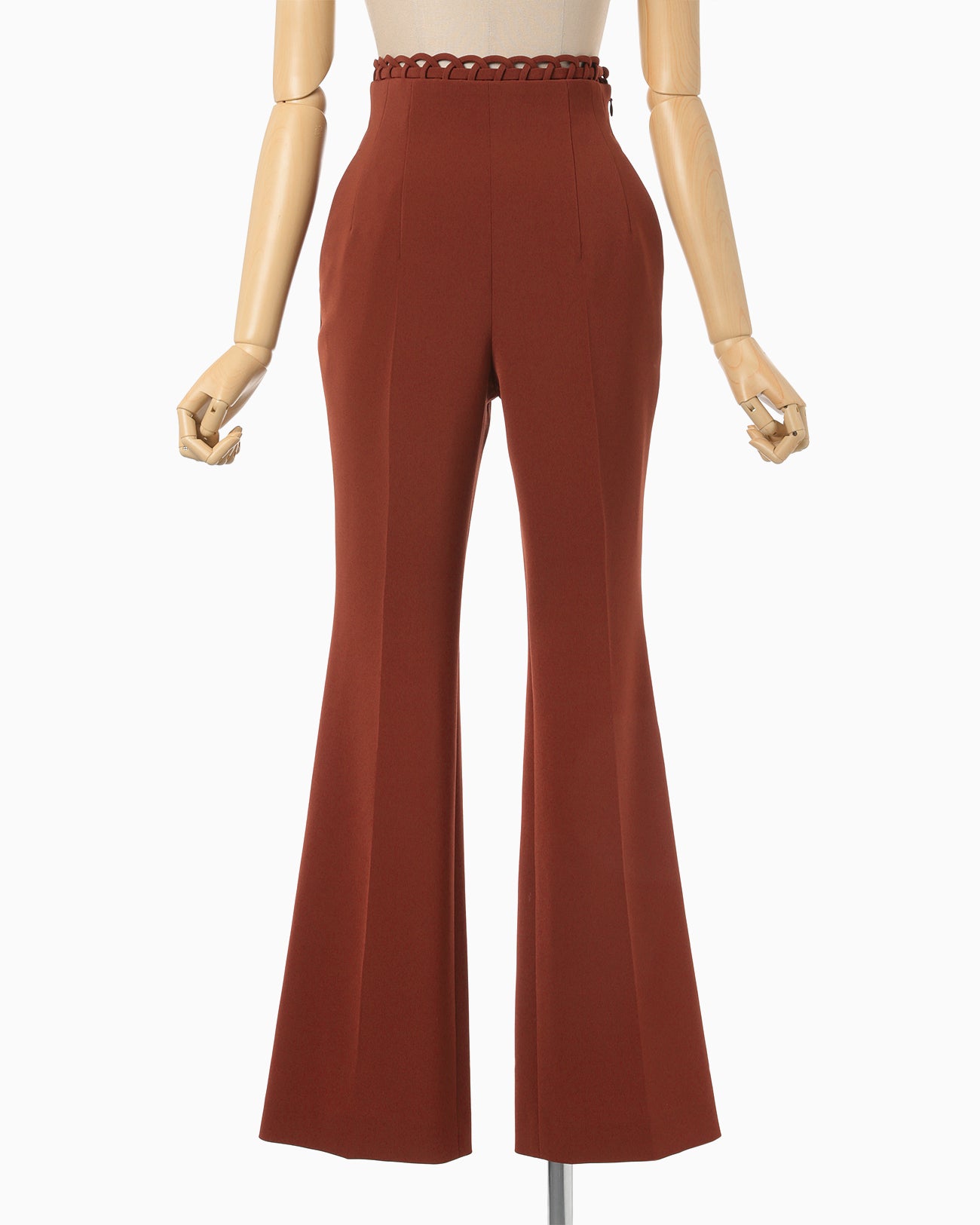 Stretched Triacetate Basket Pattern Trousers - brown