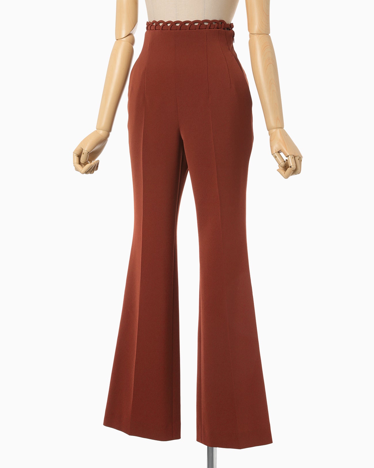 Stretched Triacetate Basket Pattern Trousers - brown