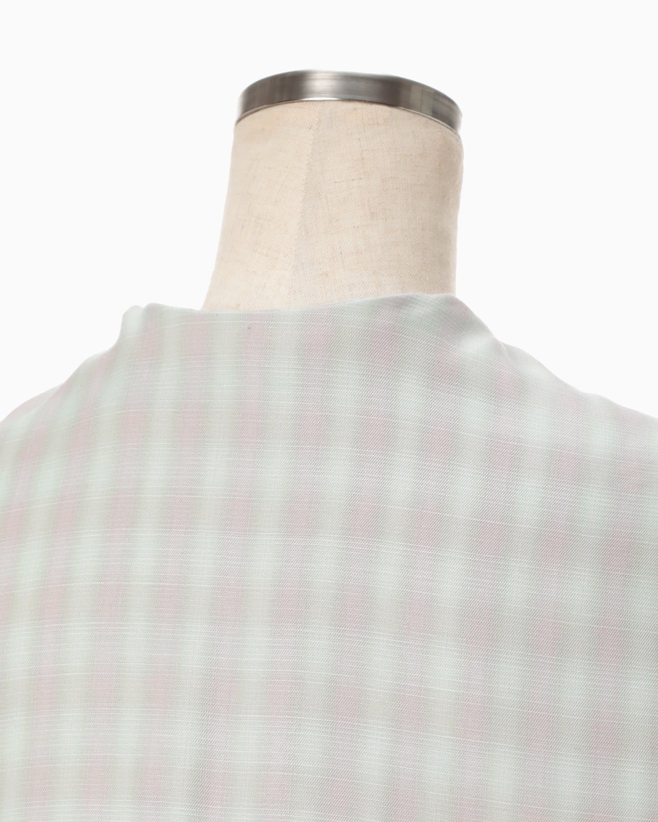 Linen Mix Ombre Check Sailor Collar Blouse - mint green