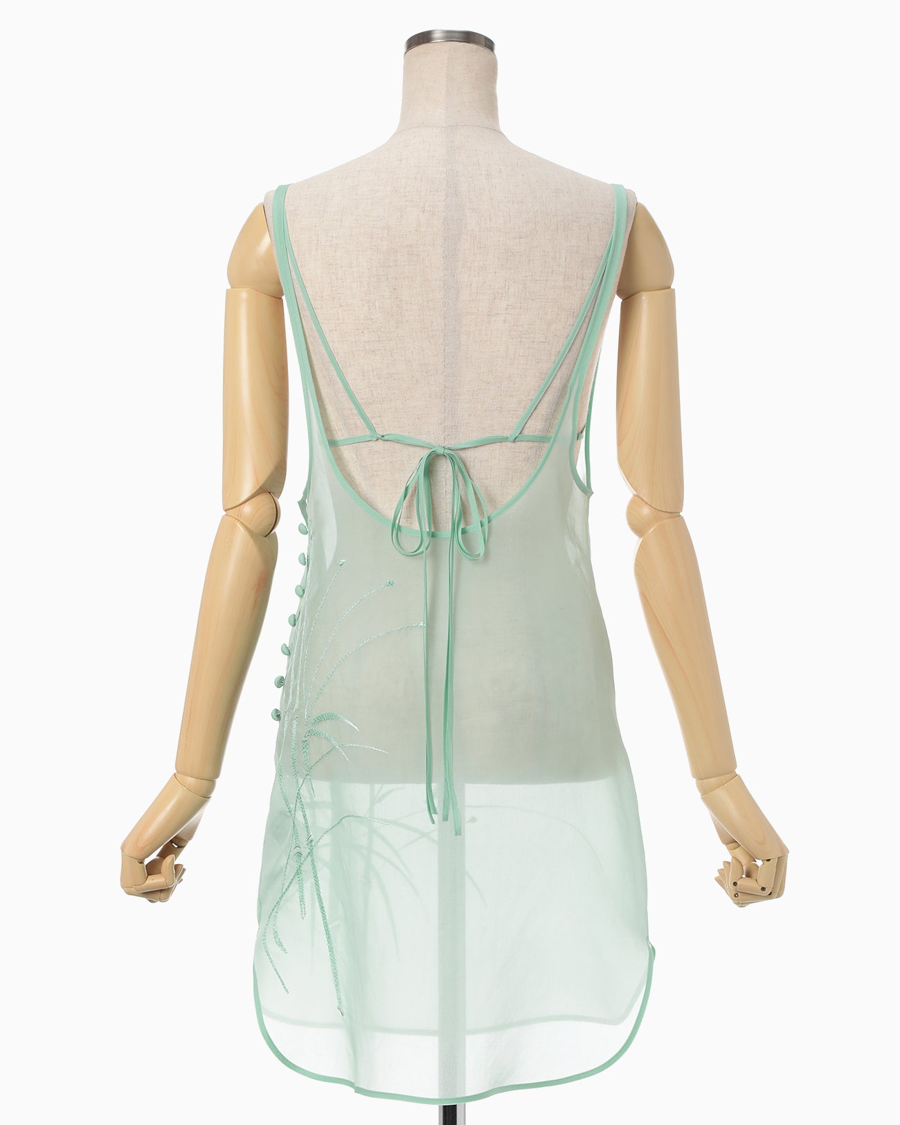 Bamboo Embroidery Silk Organdy Top - mint green