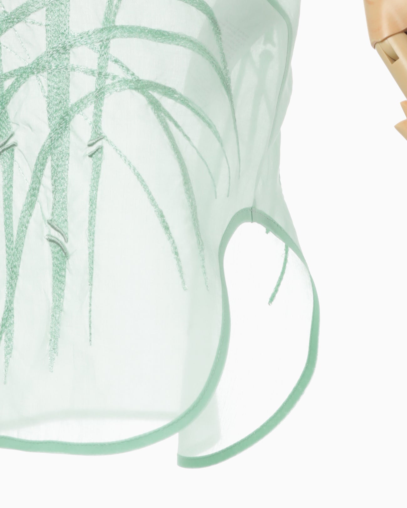 Bamboo Embroidery Silk Organdy Top - mint green
