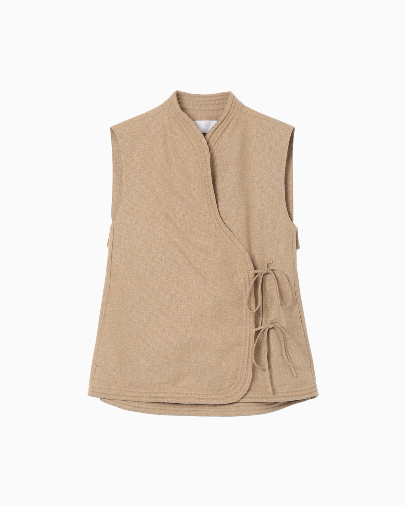 Naturally Coloured Cotton Dobby Vest - beige