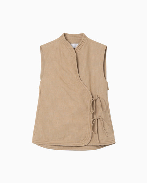 Naturally Coloured Cotton Dobby Vest - beige