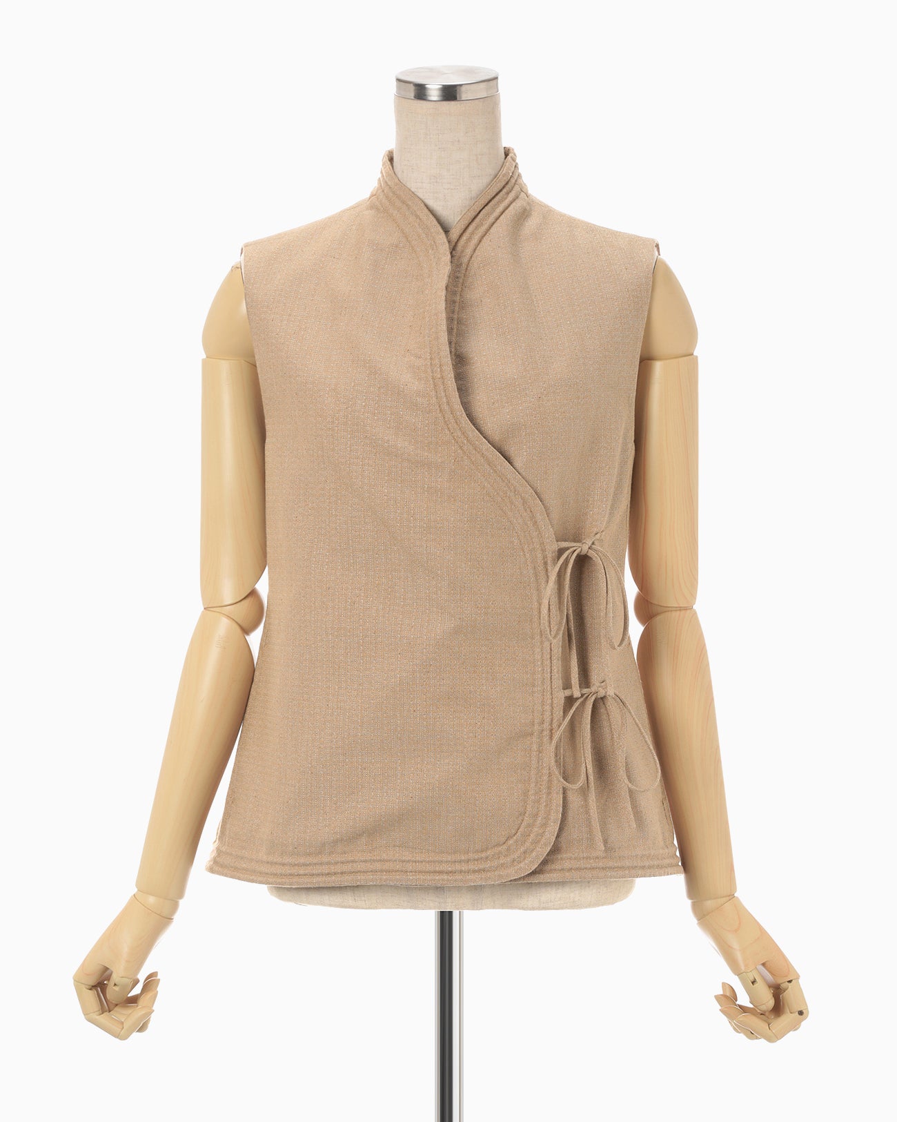 Naturally Coloured Cotton Dobby Vest - beige