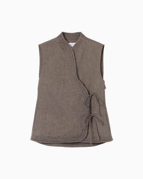 Naturally Coloured Cotton Dobby Vest - navy