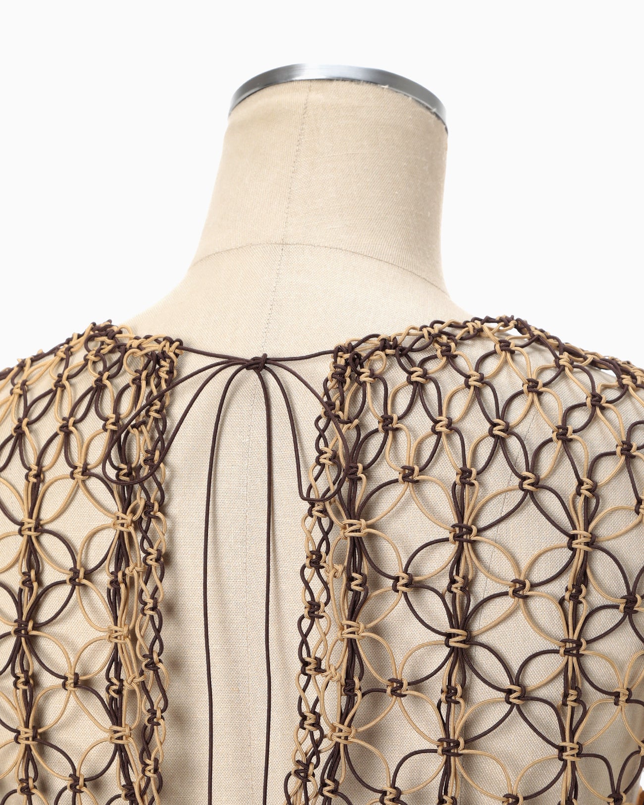 Bamboo Beaded Macrame Fringe Vest - brown