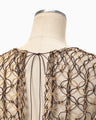 Bamboo Beaded Macrame Fringe Vest - brown