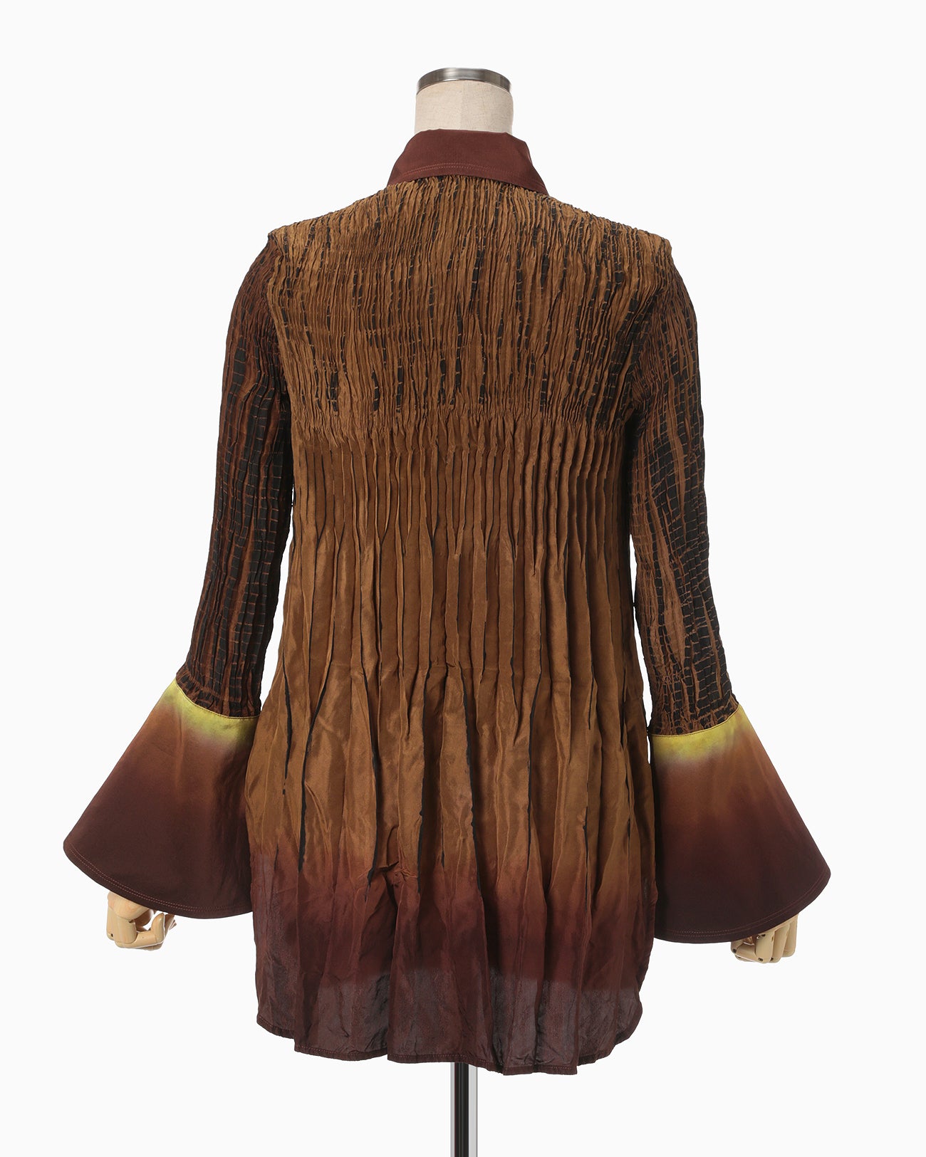 "Arimatsu Shibori" Ombre Dyed Silk Shirt - brown