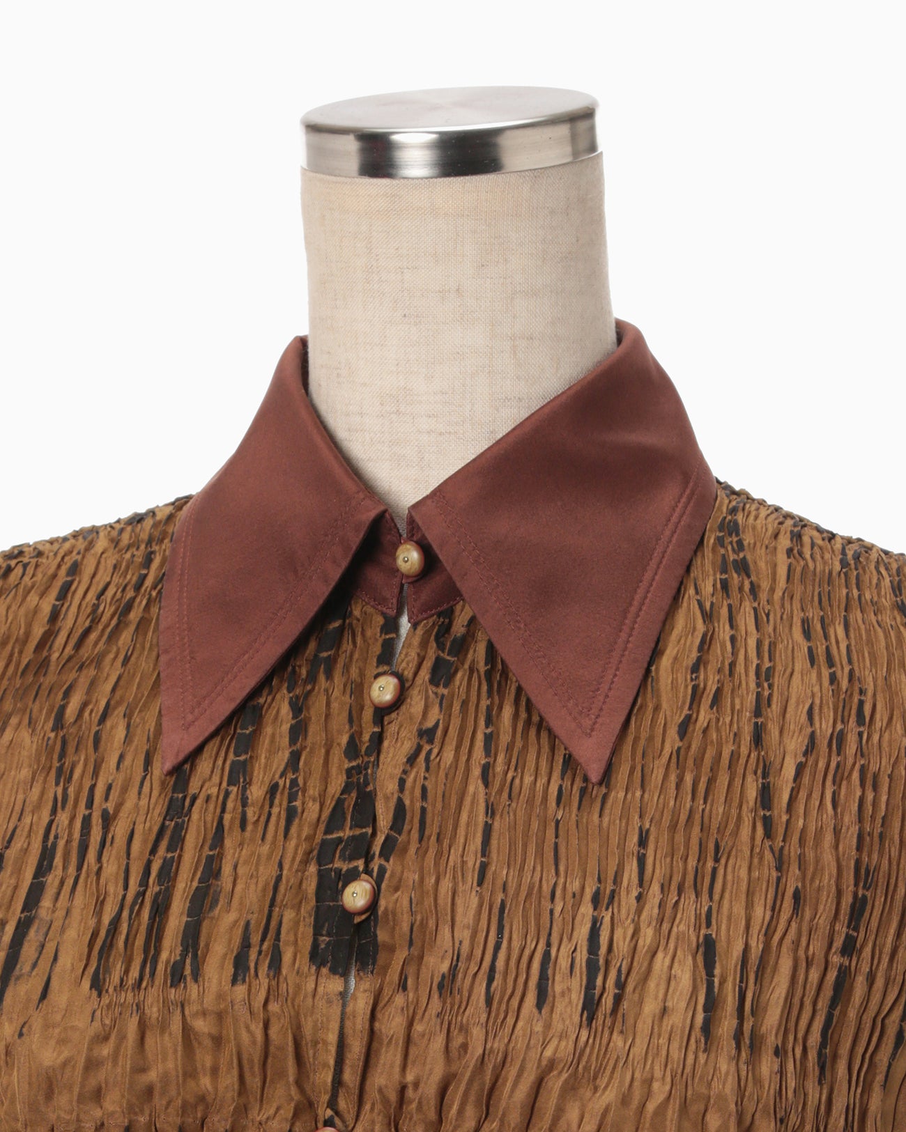 "Arimatsu Shibori" Ombre Dyed Silk Shirt - brown