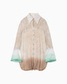 "Arimatsu Shibori" Ombre Dyed Silk Shirt - white