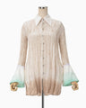 "Arimatsu Shibori" Ombre Dyed Silk Shirt - white