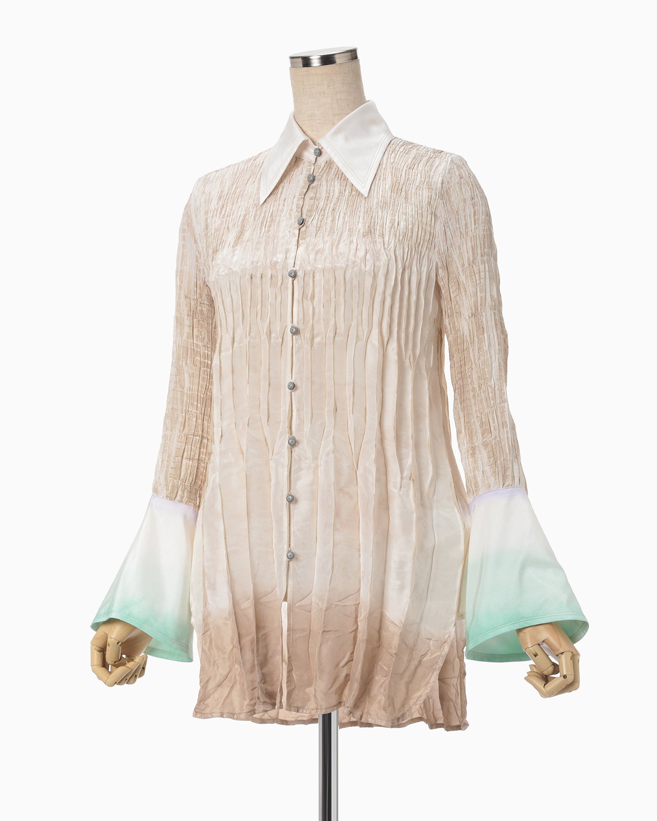 "Arimatsu Shibori" Ombre Dyed Silk Shirt - white