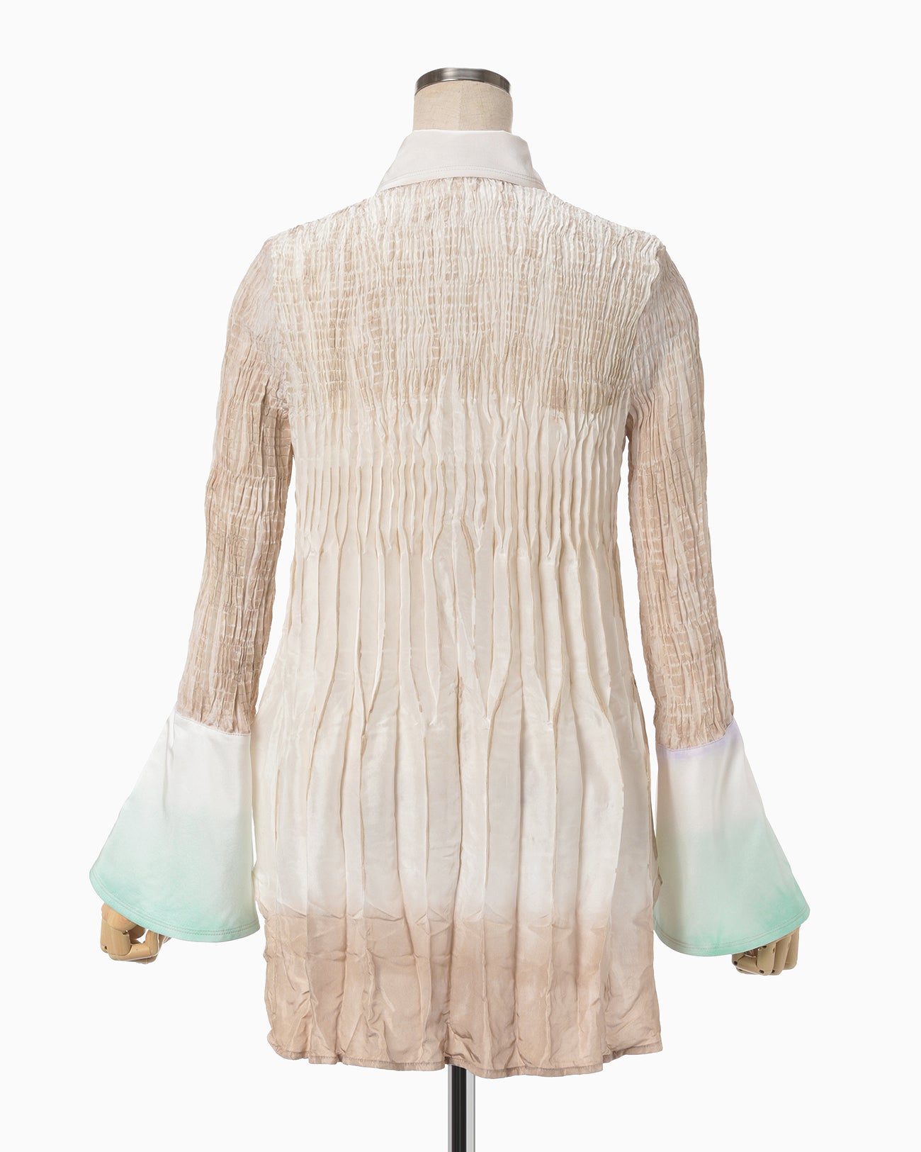 "Arimatsu Shibori" Ombre Dyed Silk Shirt - white