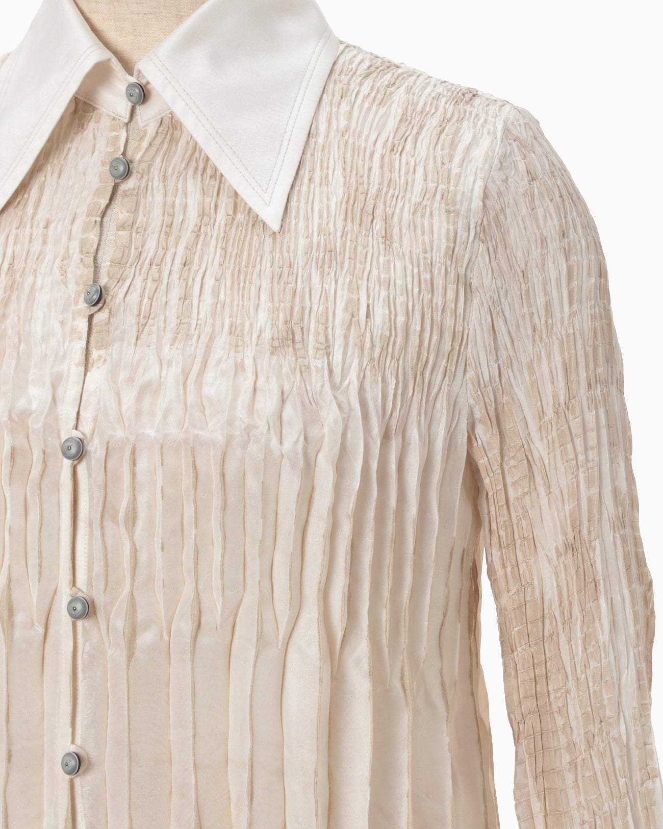 "Arimatsu Shibori" Ombre Dyed Silk Shirt - white