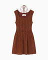 Stripe Shirring Jacquard Sleeveless Top - brown