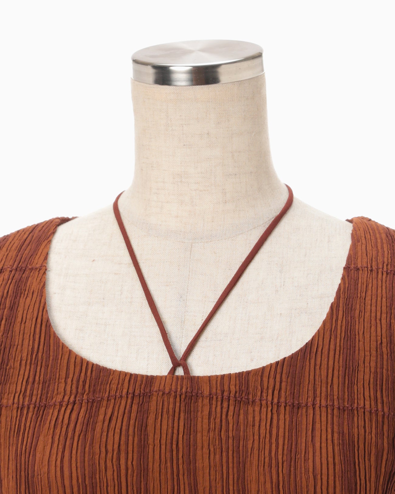 Stripe Shirring Jacquard Sleeveless Top - brown - Mame Kurogouchi