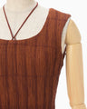 Stripe Shirring Jacquard Sleeveless Top - brown