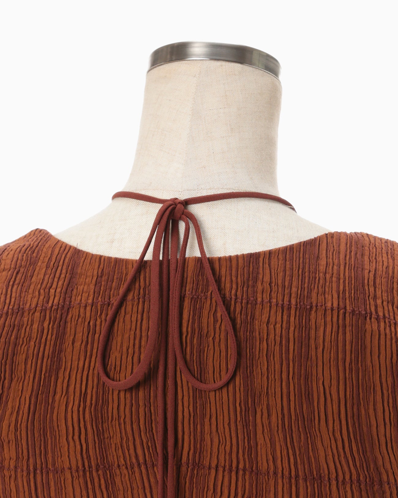 Stripe Shirring Jacquard Sleeveless Top - brown - Mame Kurogouchi