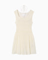 Stripe Shirring Jacquard Sleeveless Top - ecru
