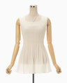 Stripe Shirring Jacquard Sleeveless Top - ecru