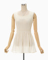 Stripe Shirring Jacquard Sleeveless Top - ecru