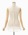 Stripe Shirring Jacquard Sleeveless Top - ecru