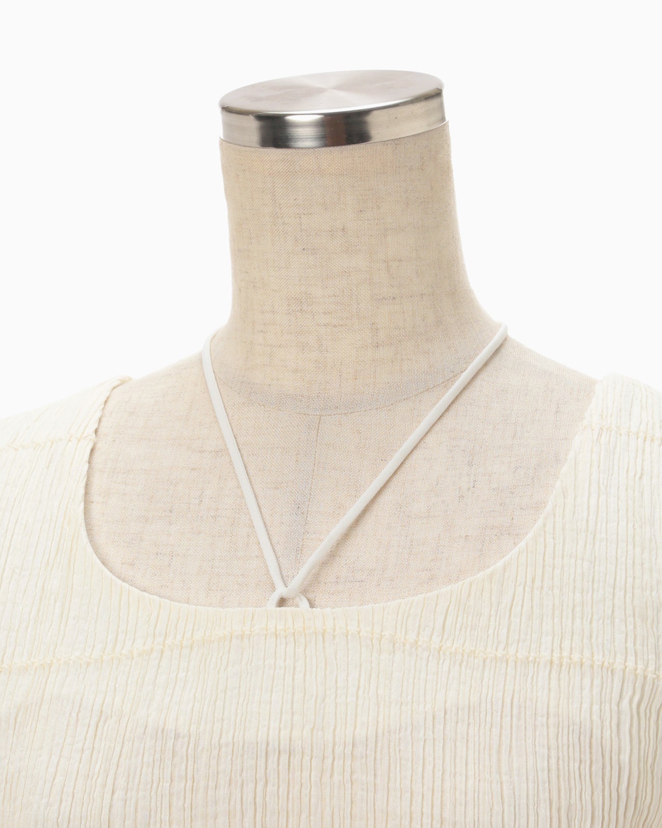 Stripe Shirring Jacquard Sleeveless Top - ecru