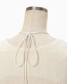 Stripe Shirring Jacquard Sleeveless Top - ecru