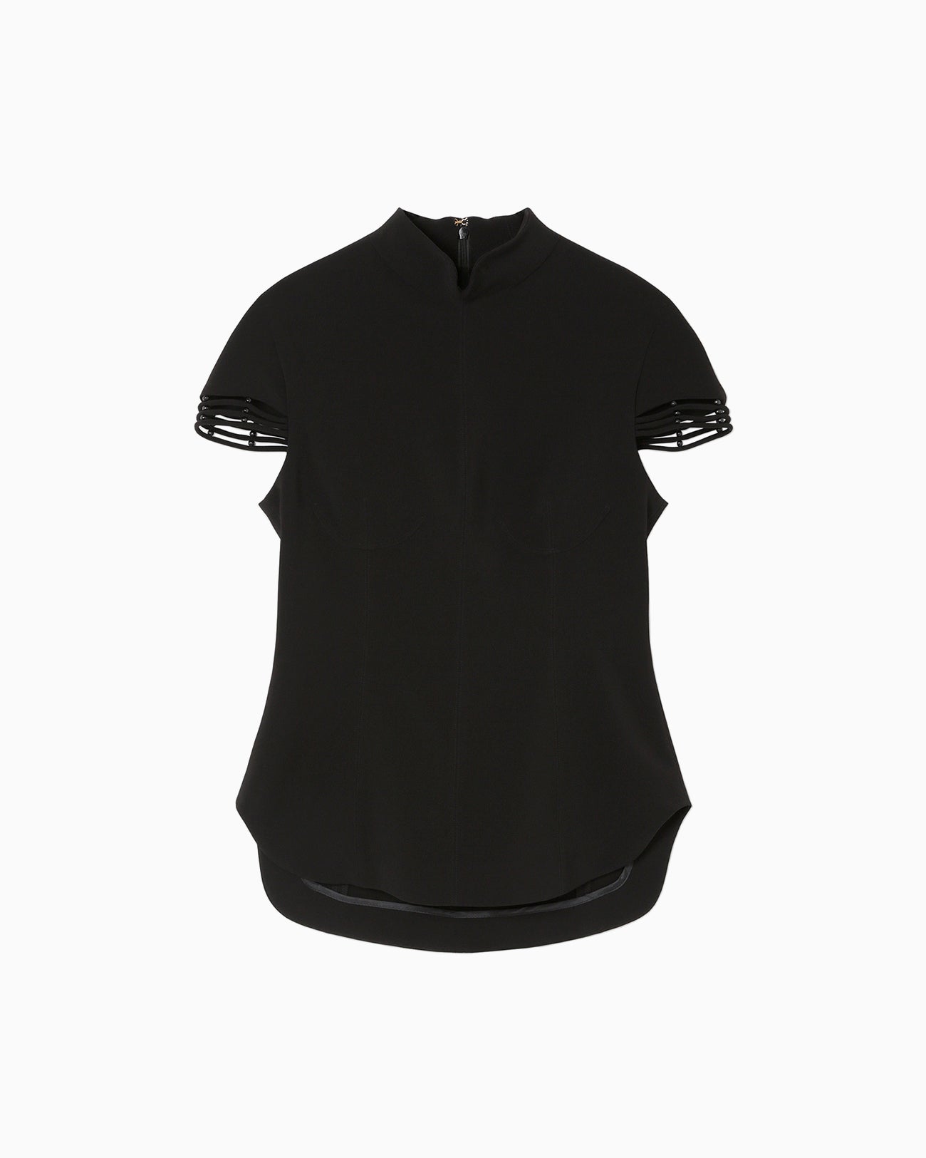 Stretched Triacetate Basket Pattern Top - black
