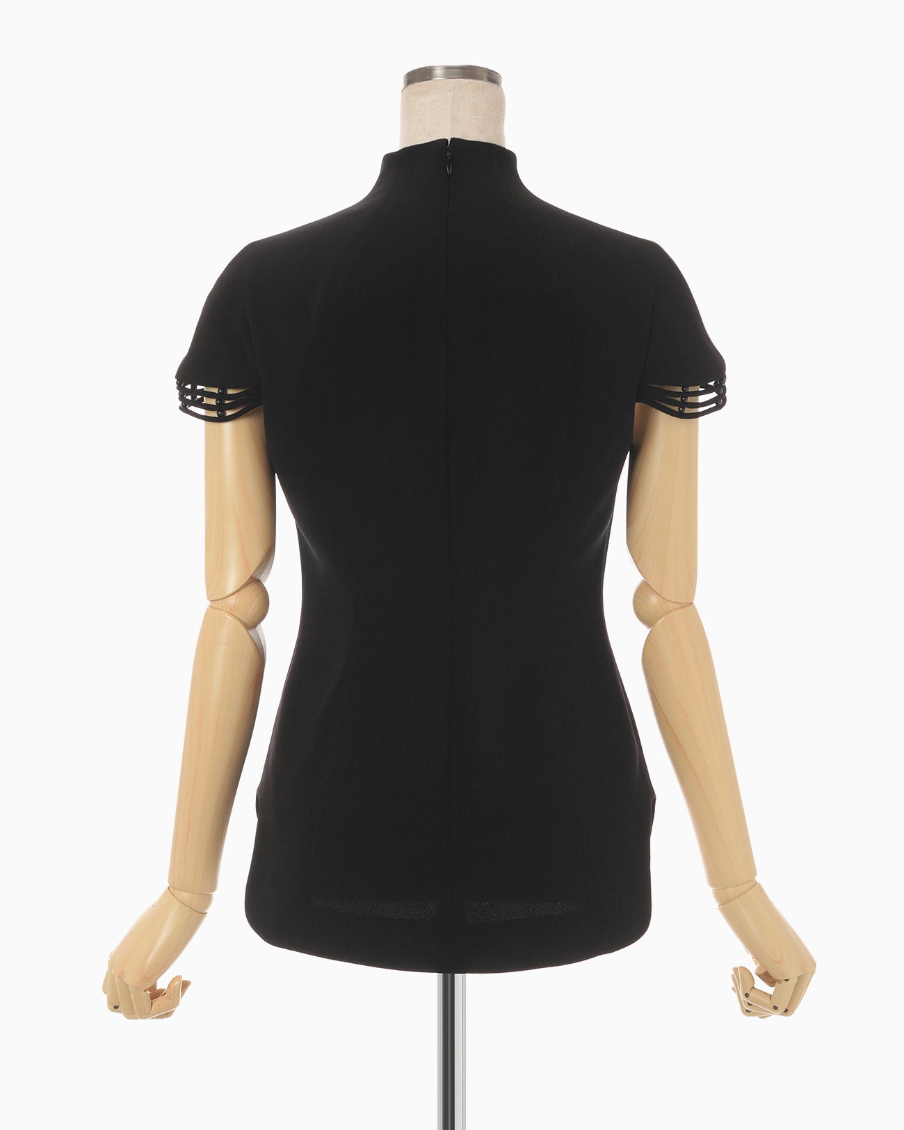 Stretched Triacetate Basket Pattern Top - black