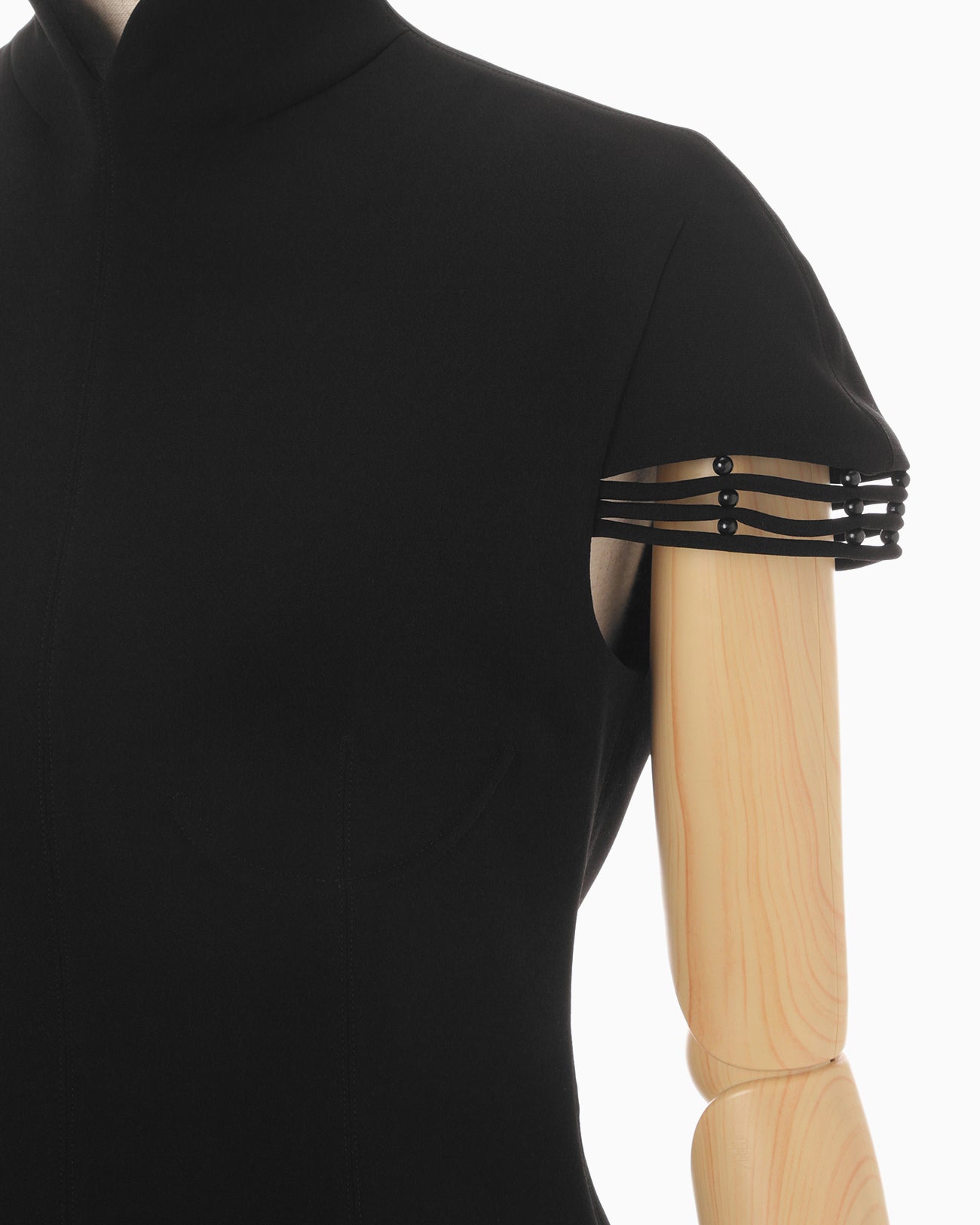 Stretched Triacetate Basket Pattern Top - black