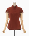 Stretched Triacetate Basket Pattern Top - brown