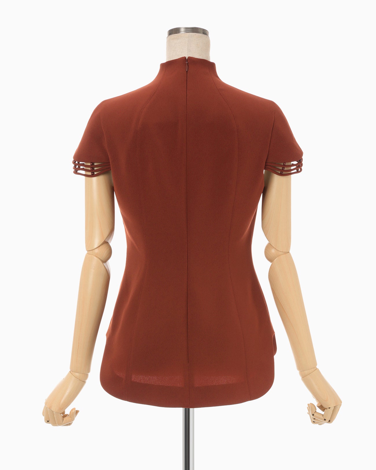 Stretched Triacetate Basket Pattern Top - brown