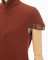Stretched Triacetate Basket Pattern Top - brown