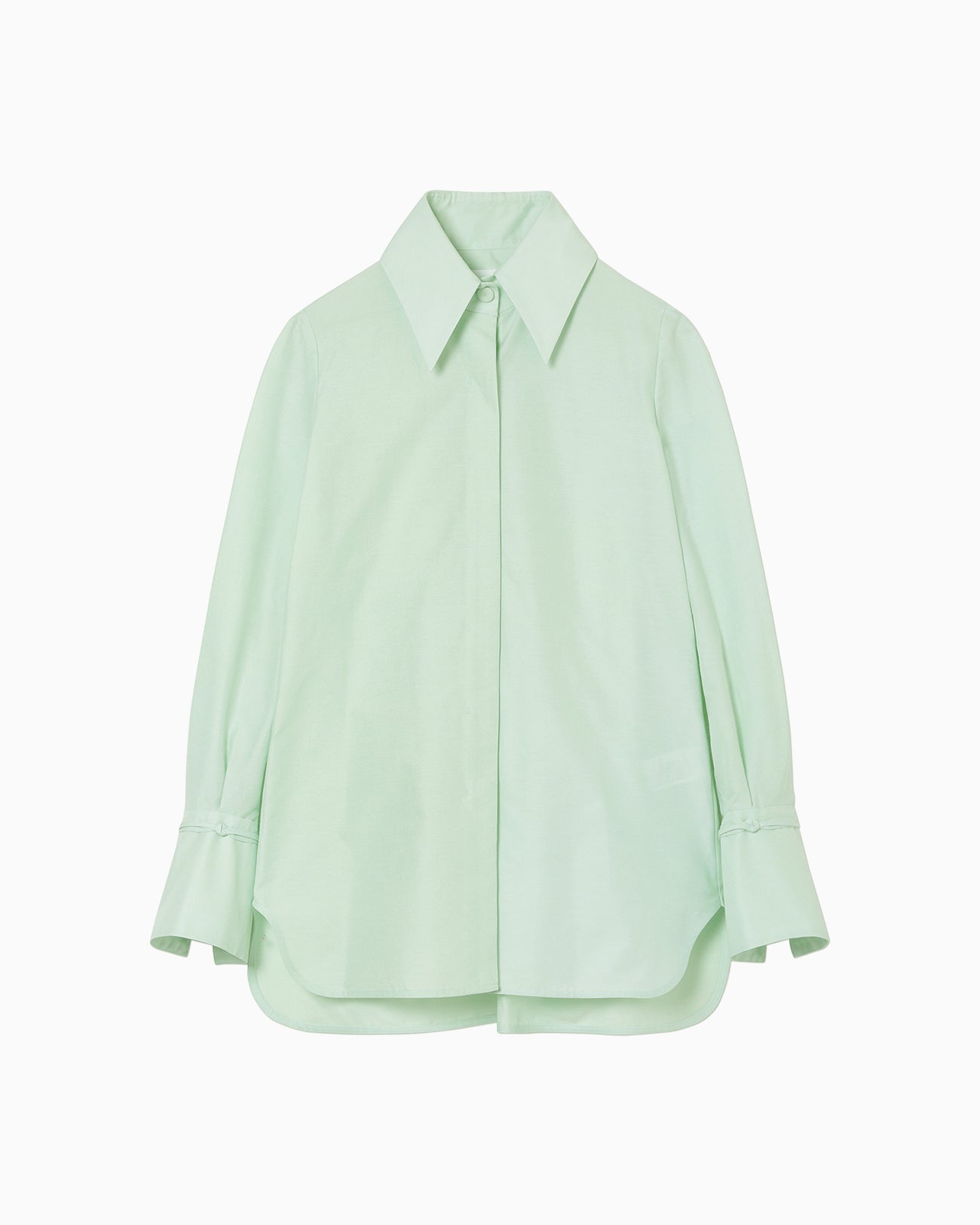 Cotton Silk Broad Basket Motif Shirt - mint green