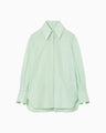 Cotton Silk Broad Basket Motif Shirt - mint green